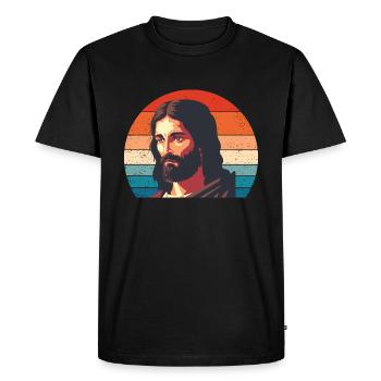 Jésus Vintage - T-shirt Premium bio Homme - noir - Devant - Nico (187cm)