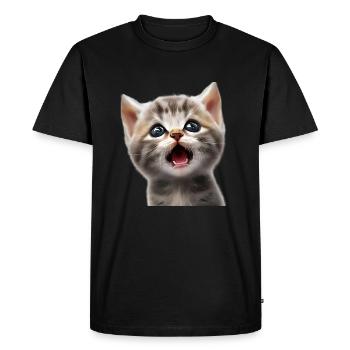 Baby cat is amazed - Men's Premium Organic T-Shirt - black - Front - Nico (187cm)