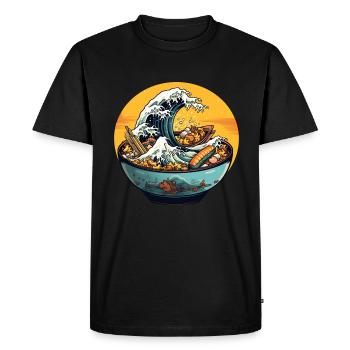 Délicieux bol de ramen asiatique avec sushi - T-shirt Premium bio Homme - noir - Devant - Nico (187cm)