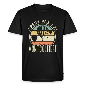 J'peux pas j'ai montgolfière cadeau sport pilote - T-shirt Premium bio Homme - noir - Devant - Nico (187cm)