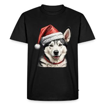 Chien husky de Noël - T-shirt Premium bio Homme - noir - Devant - Nico (187cm)