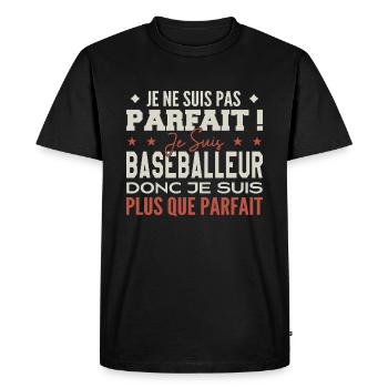 Un Baseballeur, le Métier de Rêve Mis à l’Honneur - T-shirt Premium bio Homme - noir - Devant - Nico (187cm)