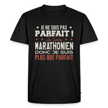 Un Marathonien, le Métier de Rêve Mis à l’Honneur - T-shirt Premium bio Homme - noir - Devant - Nico (187cm)