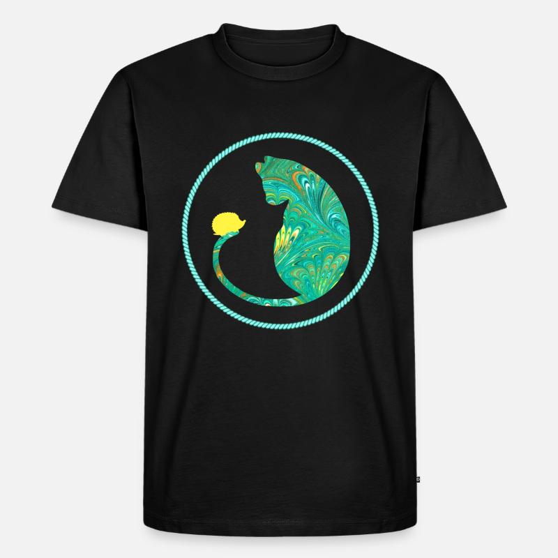 katze mit igel e 71 - Männer Premium Bio T-Shirt - Schwarz