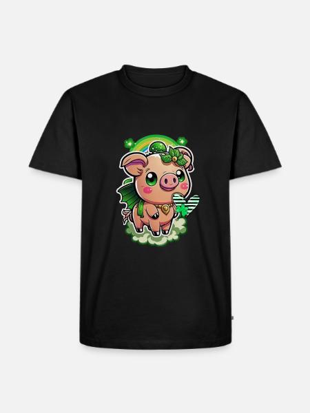 Outfit st Patrick Sød gris kløver kawaii - Herre Premium økologisk T-shirt - sort