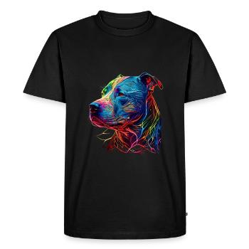 Idea fan dog head pitbull colorful mandala - Men's Premium Organic T-Shirt - black - Front - Nico (187cm)