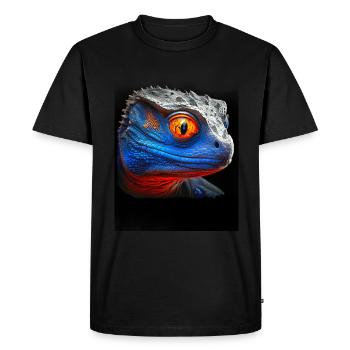 Blue and orange dinosaur lizard head - Men's Premium Organic T-Shirt - black - Front - Nico (187cm)