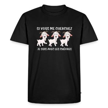 Cadeau agriculteur éleveur de chèvres - T-shirt Premium bio Homme - noir - Devant - Nico (187cm)