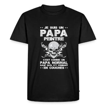 Annonce Grossesse Papa Peintre Bâtiment Humour - T-shirt Premium bio Homme - noir - Devant - Nico (187cm)