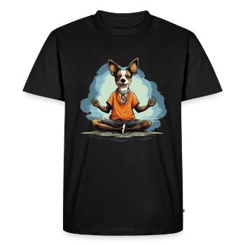 Chien de yoga Namaste réfrigéré méditant - T-shirt Premium bio Homme - noir - Devant - Nico (187cm)