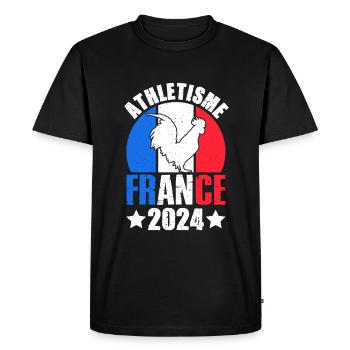 Cadeau Supporter Athlétisme France - T-shirt Premium bio Homme - noir - Devant - Nico (187cm)