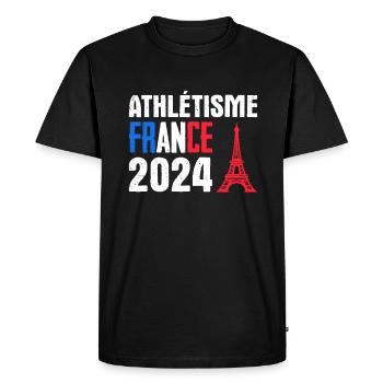 Cadeau Supporter Athlétisme France - T-shirt Premium bio Homme - noir - Devant - Nico (187cm)