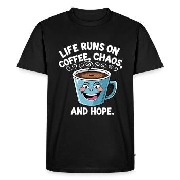 Living Coffee Mug - Chaos and Hope - Men's Premium Organic T-Shirt - black - Front - Nico (187cm)