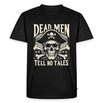 Pirate Skull T-Shirt – Dead Men Tell No Tales - Men's Premium Organic T-Shirt - black - Front - Nico (187cm)