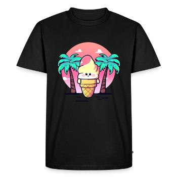 Crème glacée molle sous les palmiers au coucher du soleil - T-shirt Premium bio Homme - noir - Devant - Nico (187cm)