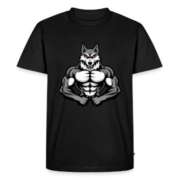 Cat Muscles Workout - Men's Premium Organic T-Shirt - black - Front - Nico (187cm)