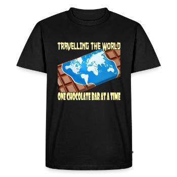 Voyager avec une barre de chocolat - T-shirt Premium bio Homme - noir - Devant - Nico (187cm)