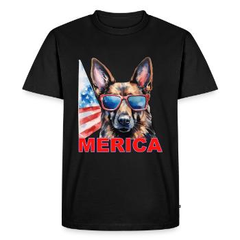 Independence Day 4th of July German Shepherd America - Men's Premium Organic T-Shirt - black - Front - Nico (187cm)