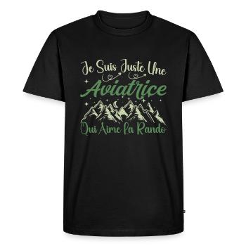Aviatrice aventurier passionnée de Randonnée - T-shirt Premium bio Homme - noir - Devant - Nico (187cm)