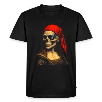 Pirate Crâne Mona Lisa Chemise Style Vintage - T-shirt Premium bio Homme - noir - Devant - Nico (187cm)