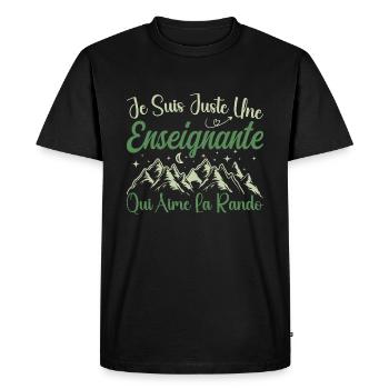 Enseignante aventurier passionnée de Randonnée - T-shirt Premium bio Homme - noir - Devant - Nico (187cm)