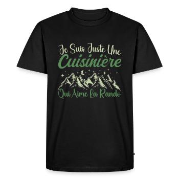 Cuisinière aventurier passionnée de Randonnée - T-shirt Premium bio Homme - noir - Devant - Nico (187cm)