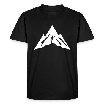 Mountaineer with mountain silhouette - Men's Premium Organic T-Shirt - black - Front - Nico (187cm)