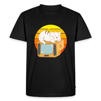 Cat Tv Sunset - Men's Premium Organic T-Shirt - black - Front - Nico (187cm)