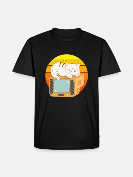 Cat Tv Sunset - Men's Premium Organic T-Shirt - black
