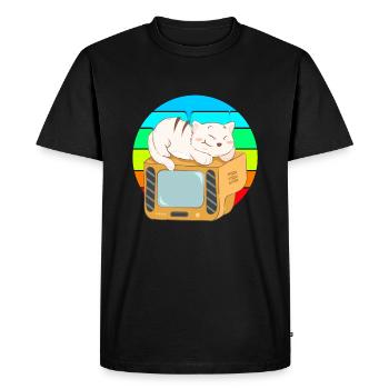 Cat Tv Sunset - Men's Premium Organic T-Shirt - black - Front - Nico (187cm)