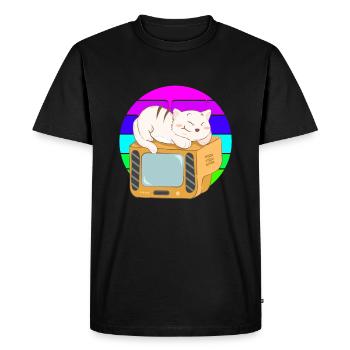 Cat Tv Sunset - Men's Premium Organic T-Shirt - black - Front - Nico (187cm)