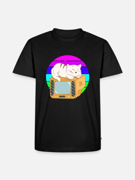 Cat Tv Sunset - Men's Premium Organic T-Shirt - black