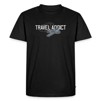 Travel Travel - Men's Premium Organic T-Shirt - black - Front - Nico (187cm)