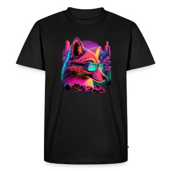 Rétro Futuriste Synthwave Fox - T-shirt Premium bio Homme - noir - Devant - Nico (187cm)