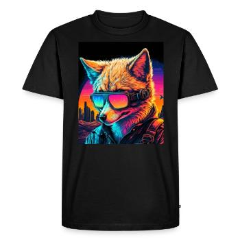 Rétro Futuriste Synthwave Fox - T-shirt Premium bio Homme - noir - Devant - Nico (187cm)