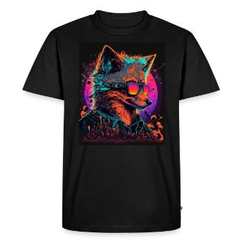 Rétro Futuriste Synthwave Fox - T-shirt Premium bio Homme - noir - Devant - Nico (187cm)