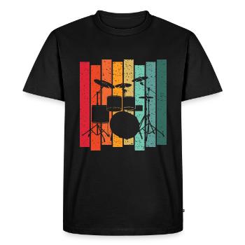 Retro Drummer Drumset Drums Drummer - Men's Premium Organic T-Shirt - black - Front - Nico (187cm)