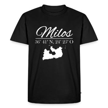 Milos coordonne la conception avec la silhouette - T-shirt Premium bio Homme - noir - Devant - Nico (187cm)