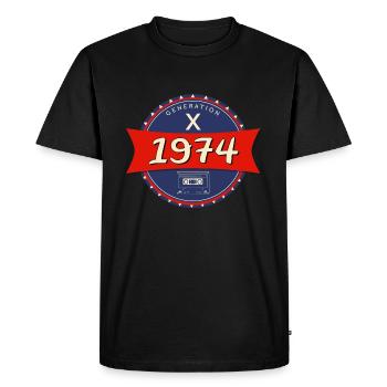 1974 geboren - Generation X - Männer Premium Bio T-Shirt - Schwarz - Vorne - Nico (187cm)