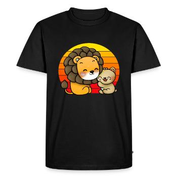 Lion câlins ours - T-shirt Premium bio Homme - noir - Devant - Nico (187cm)