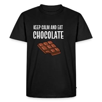 Calm and Eat calme et choco addict gift - T-shirt Premium bio Homme - noir - Devant - Nico (187cm)
