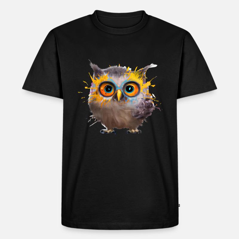 Farbenfrohe Eulen-Illustration - Männer Premium Bio T-Shirt - Schwarz