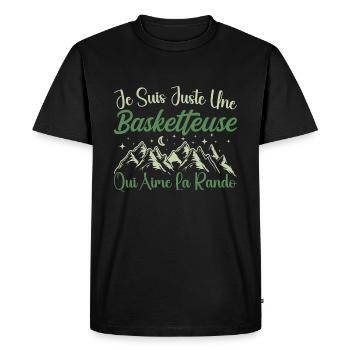 Basketteuse aventurier passionnée de Randonnée - T-shirt Premium bio Homme - noir - Devant - Nico (187cm)