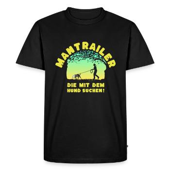 Mantrailer - à la recherche avec le chien Mme Stafford - T-shirt Premium bio Homme - noir - Devant - Nico (187cm)