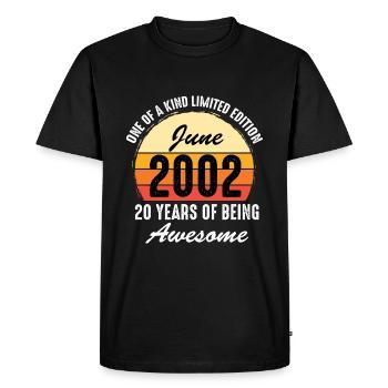 Millésime juin 2002 20 Bday 20 ans pour être grand - T-shirt Premium bio Homme - noir - Devant - Nico (187cm)