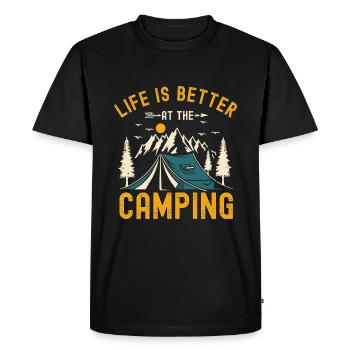 Life is Better at The Camping - Men's Premium Organic T-Shirt - black - Front - Nico (187cm)