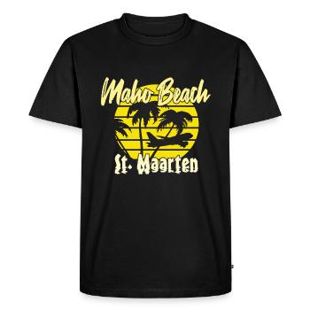 Maho Beach St. Maarteen - Men's Premium Organic T-Shirt - black - Front - Nico (187cm)