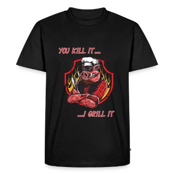 Barbecue - You kill it .... I grill it - Men's Premium Organic T-Shirt - black - Front - Nico (187cm)