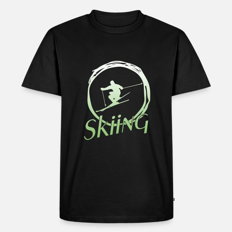 Skiing - Männer Premium Bio T-Shirt - Schwarz