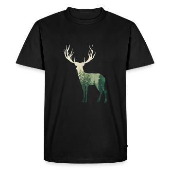 Forêt de cerfs - T-shirt Premium bio Homme - noir - Devant - Nico (187cm)